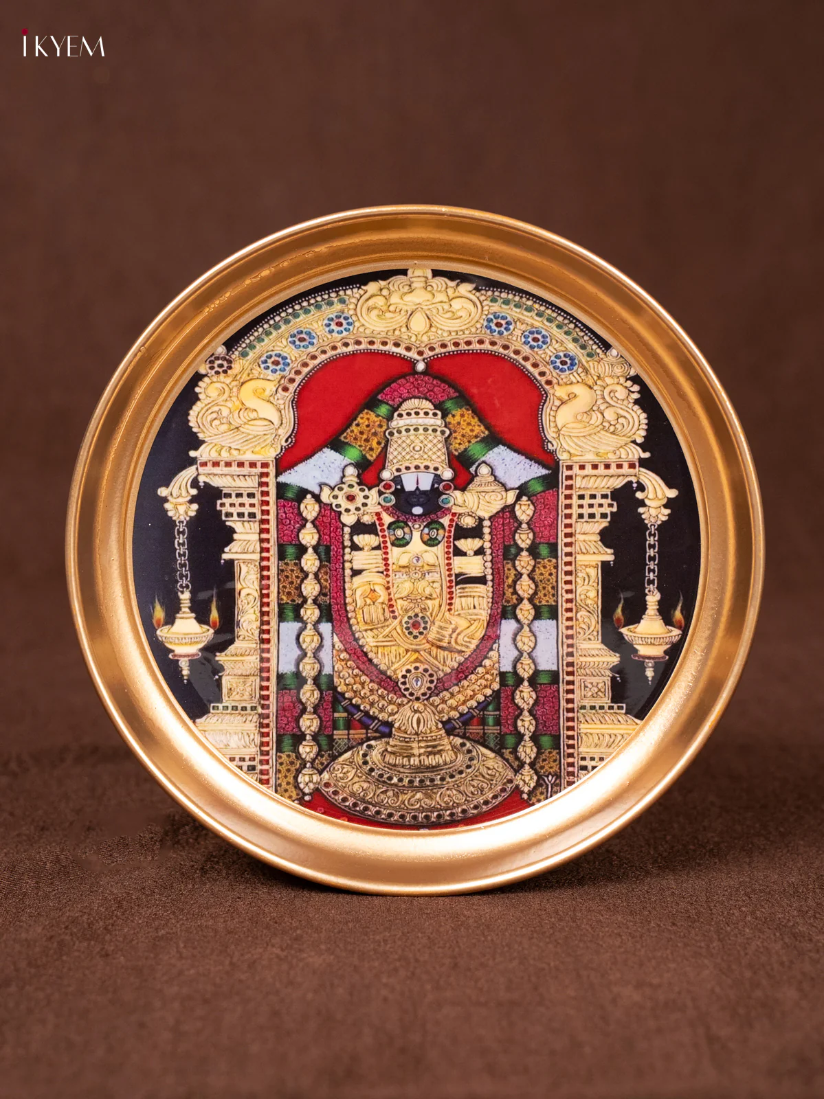 Balaji - Printed Brass coated Plate - 8 inch - KEA1052 - Image 2