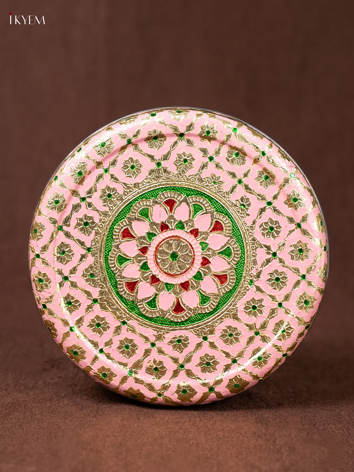 Pink Meenakari Design Steel Box - 7 inch - KEA1121 - Image 3
