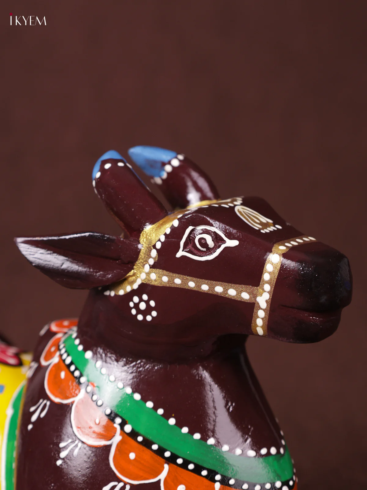 Wooden Craved Nandhi - Yellow - KEA1233 - Image 2