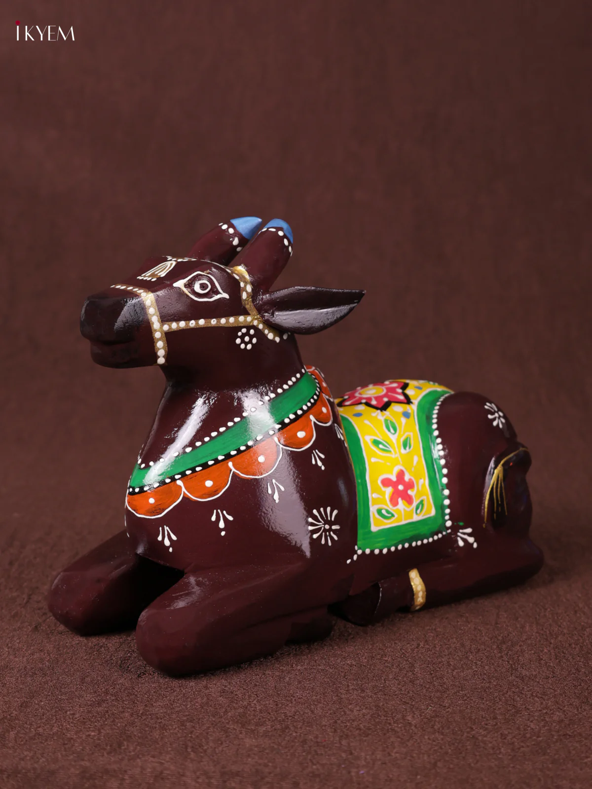 Wooden Craved Nandhi - Yellow - KEA1233 - Image 3