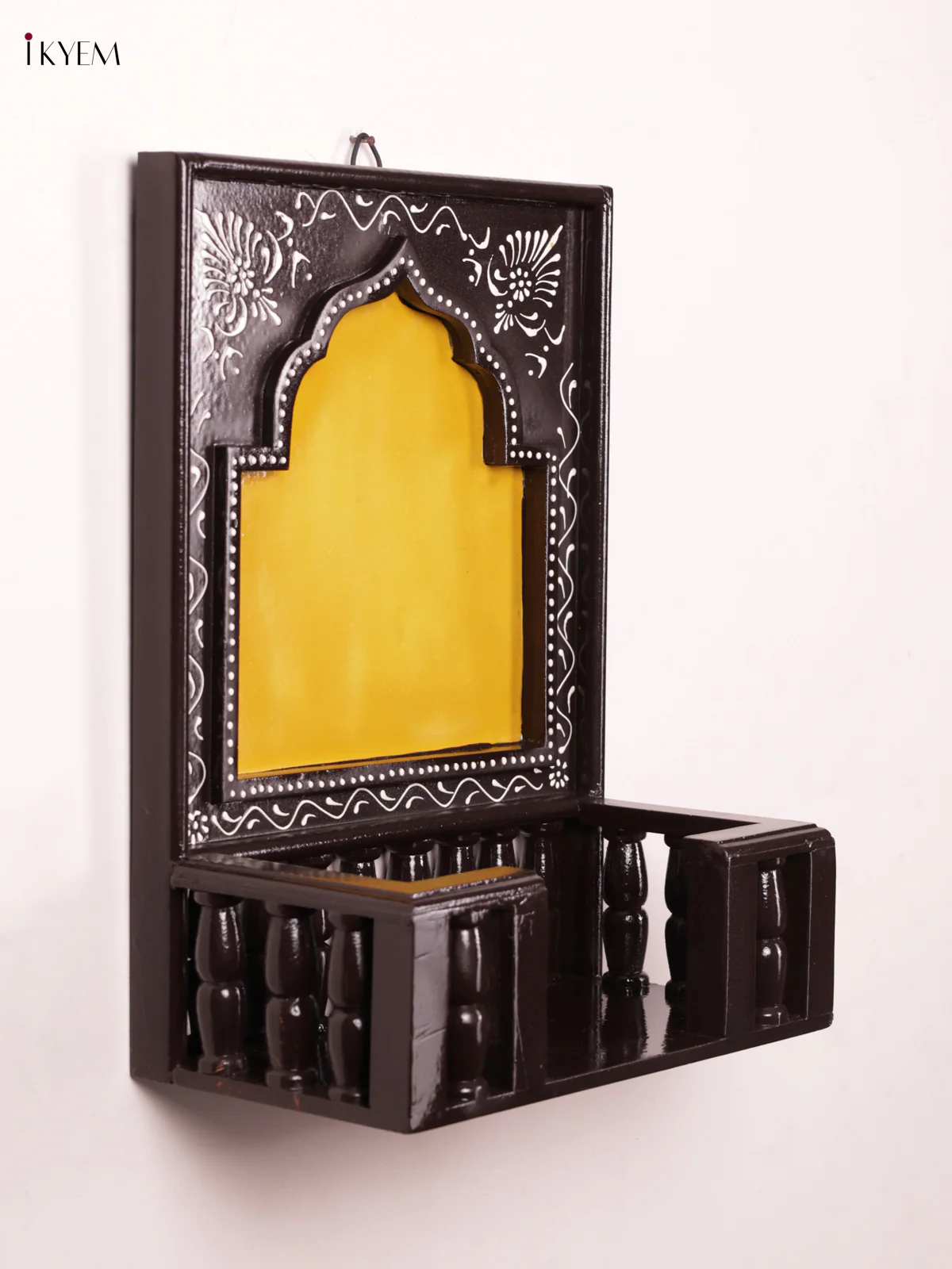 Wooden Hand Painted Jharokha Frame with Stand - Yellow - 16 Inches - KEA1314 - Image 4