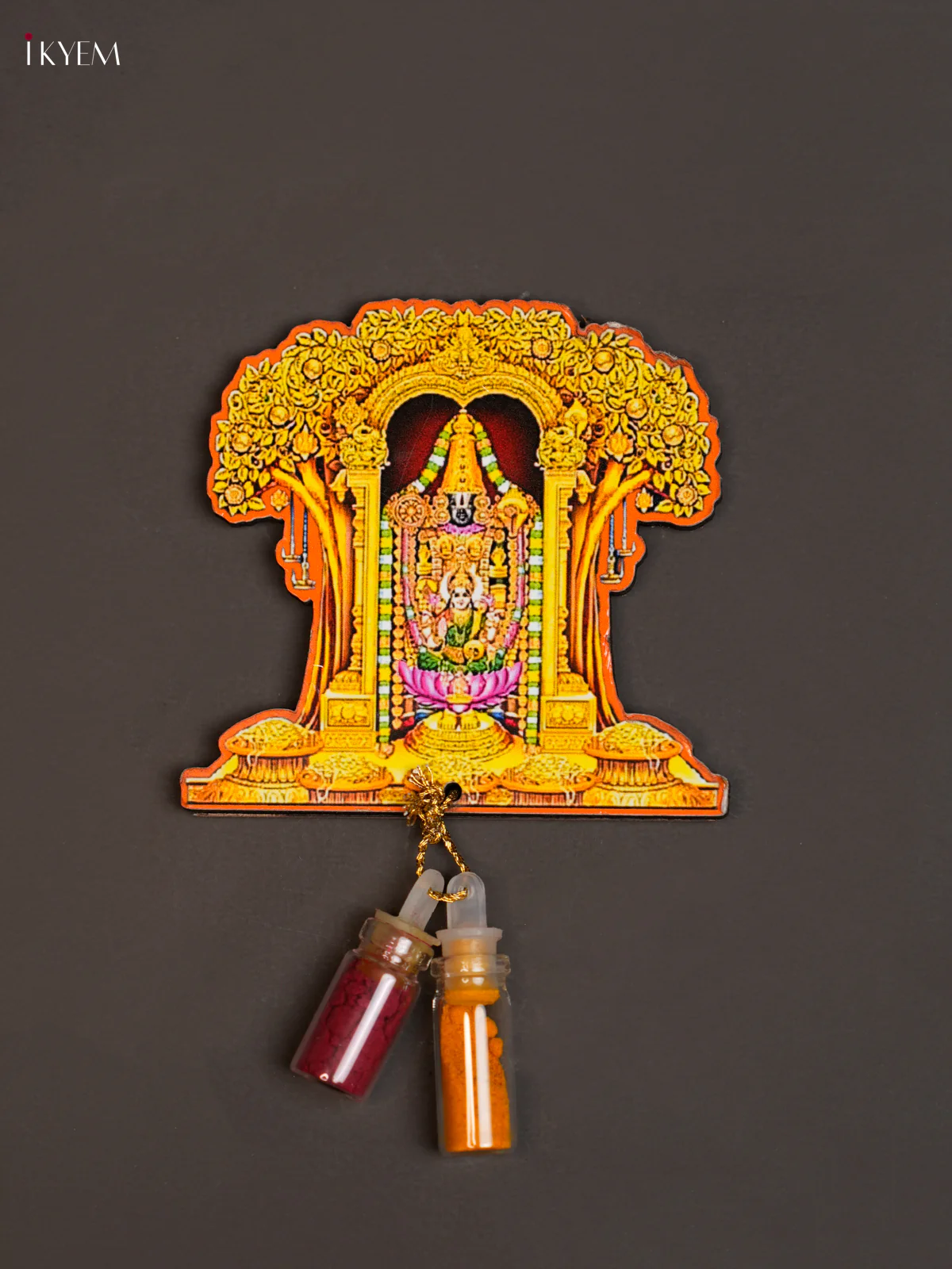 Haldi Kumkum Bottle with Fridge Magnets - Balaji with Tree - KEA2633