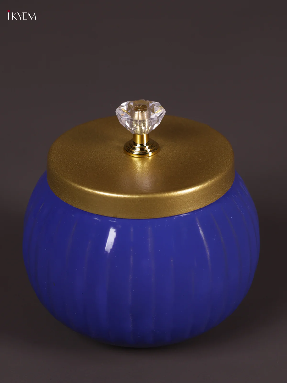Metal Line Round Nuts Jar - Dark Blue - KEA2635