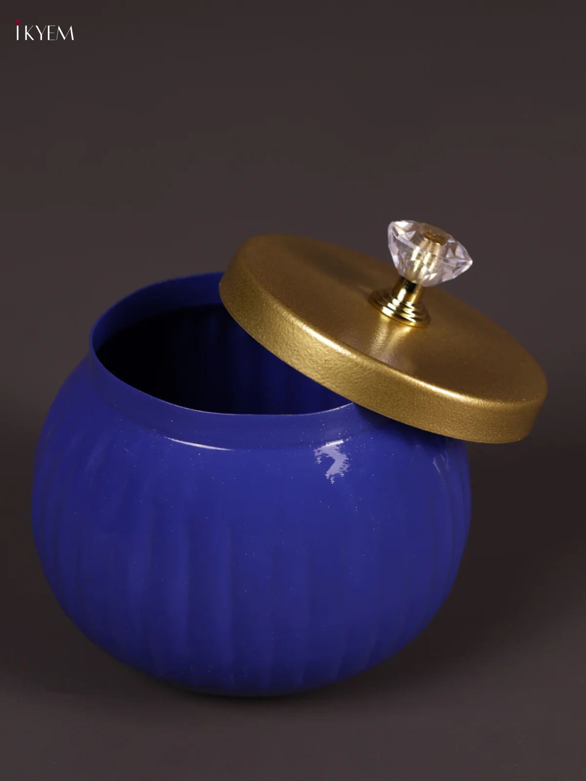 Metal Line Round Nuts Jar - Dark Blue - KEA2635 - Image 2