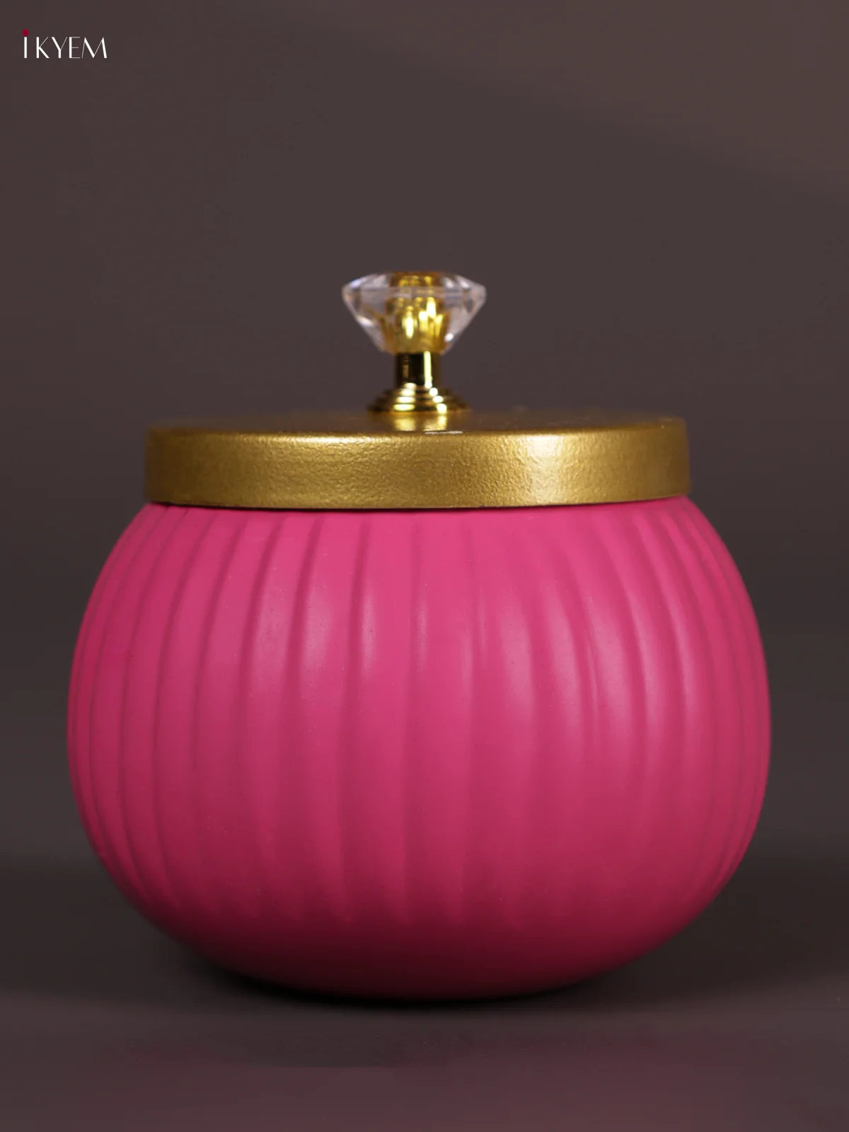 Metal Line Round Nuts Jar - Dark Pink - KEA2637 - Image 3