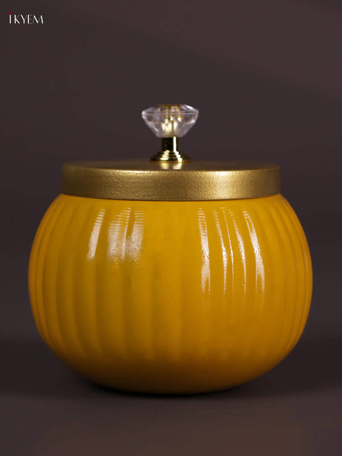 Metal Line Round Nuts Jar - Yellow - KEA2638 - Image 3