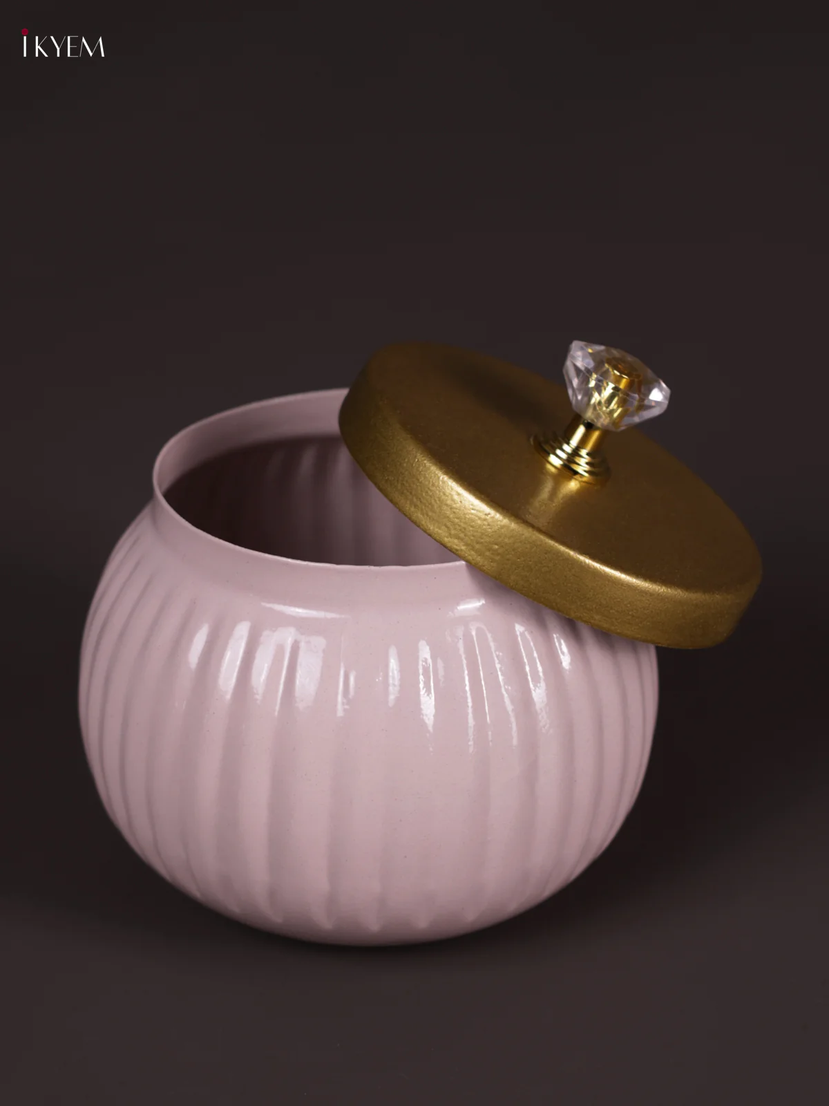 Metal Line Round Nuts Jar - Baby Pink - KEA2640 - Image 2