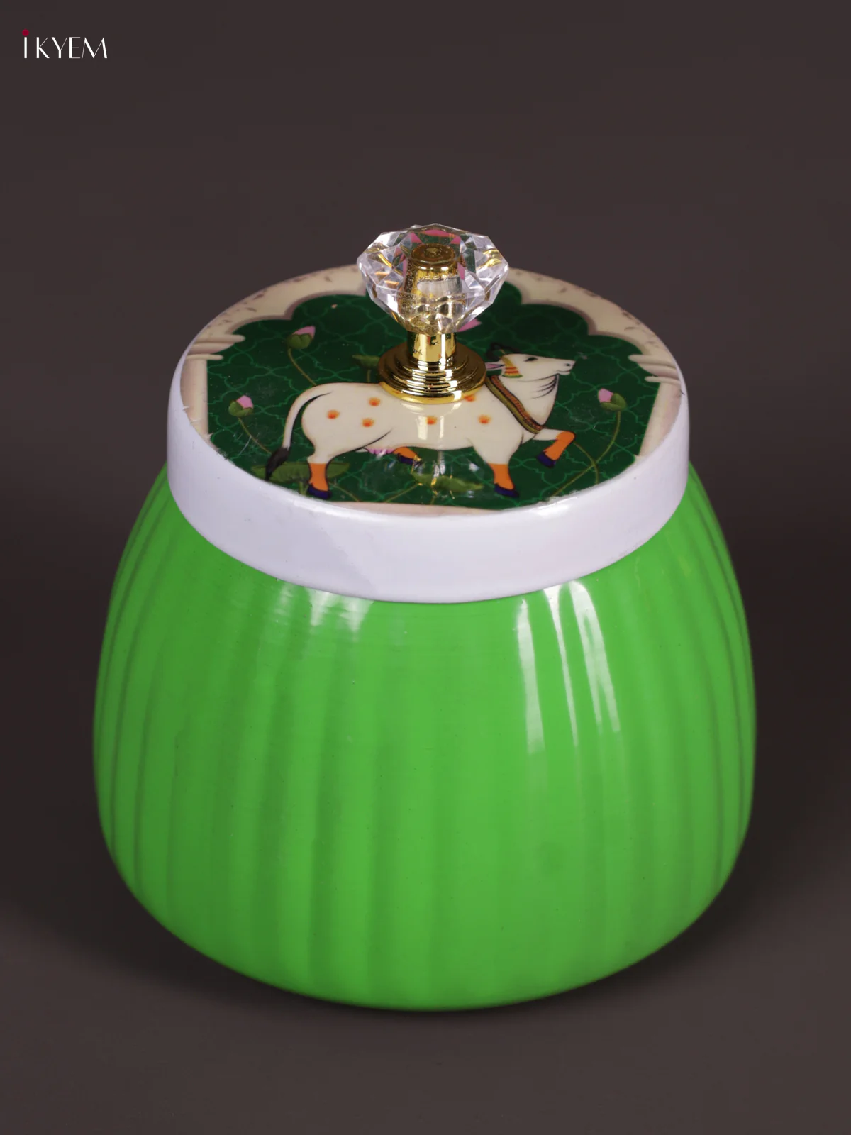 Metal Line Nuts Jar - Royal Green - KEA2644