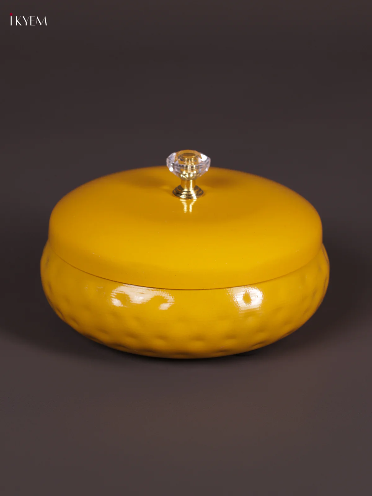 Metal Round Nuts Jar - (5x5) Yellow - KEA2648