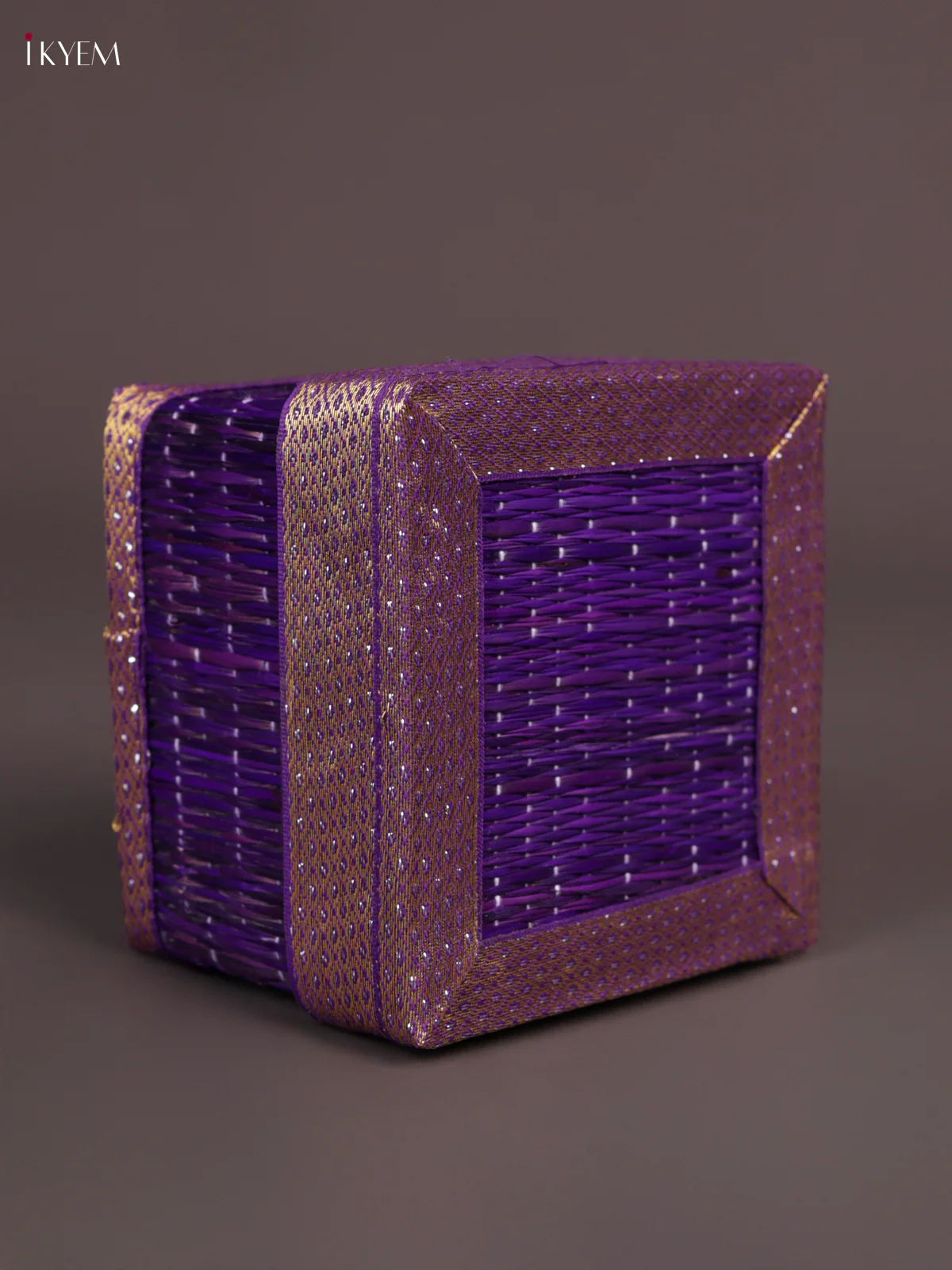 Square Korai Box With Zari Borders - Purple - (4×4) - KEA2820 - Image 3