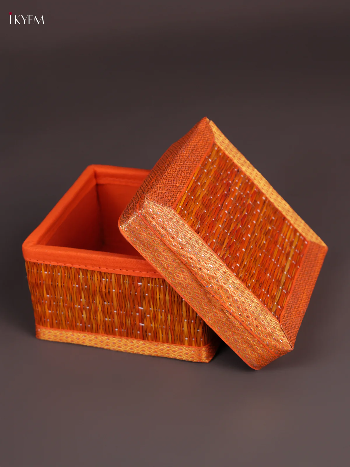 Square Korai Box With Zari Borders - Orange - (5×5) - KEA2827 - Image 2