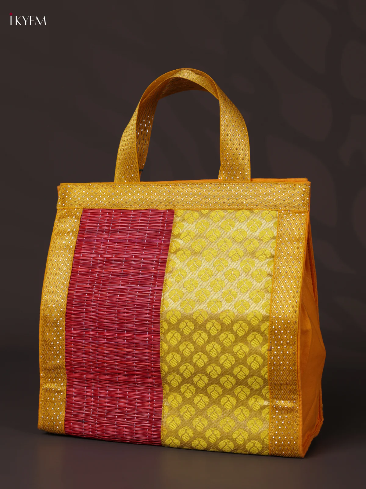 Korai Handbag - Raw Silk - Red & Yellow - (6X6) - KEA2836 - Image 3
