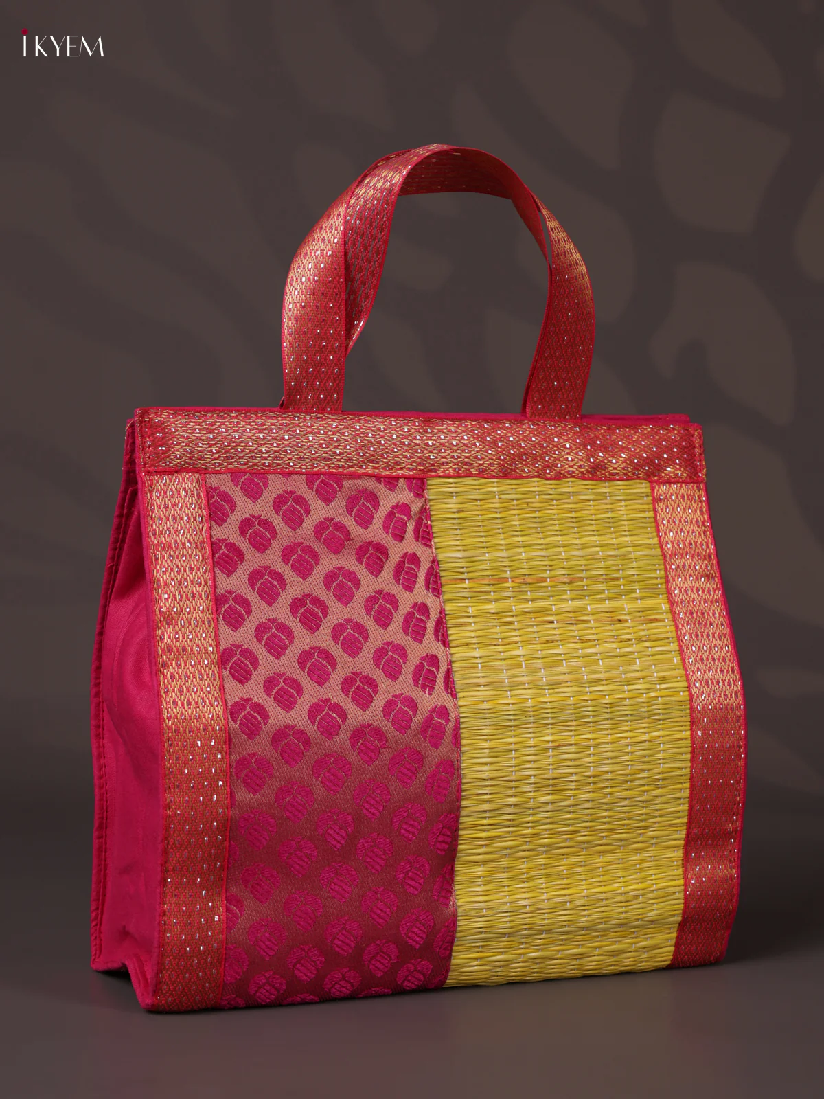 Korai Handbag - Raw Silk - Yellow & Pink - (8X8) - KEA2839 - Image 2