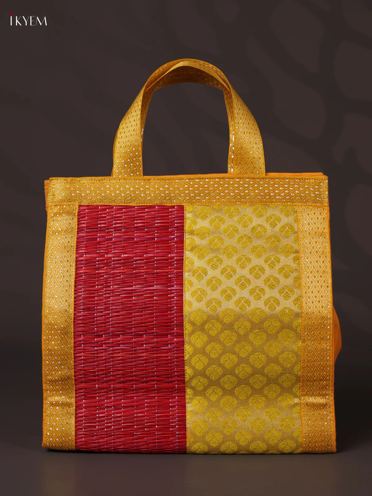 Korai Handbag - Raw Silk - Red & Yellow - (10X10) - KEA2841
