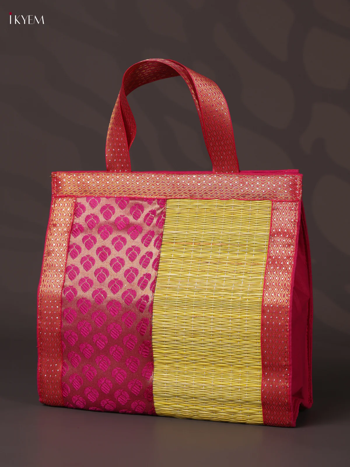 Korai Handbag - Raw Silk - Yellow & Pink - (10X10) - KEA2842 - Image 3
