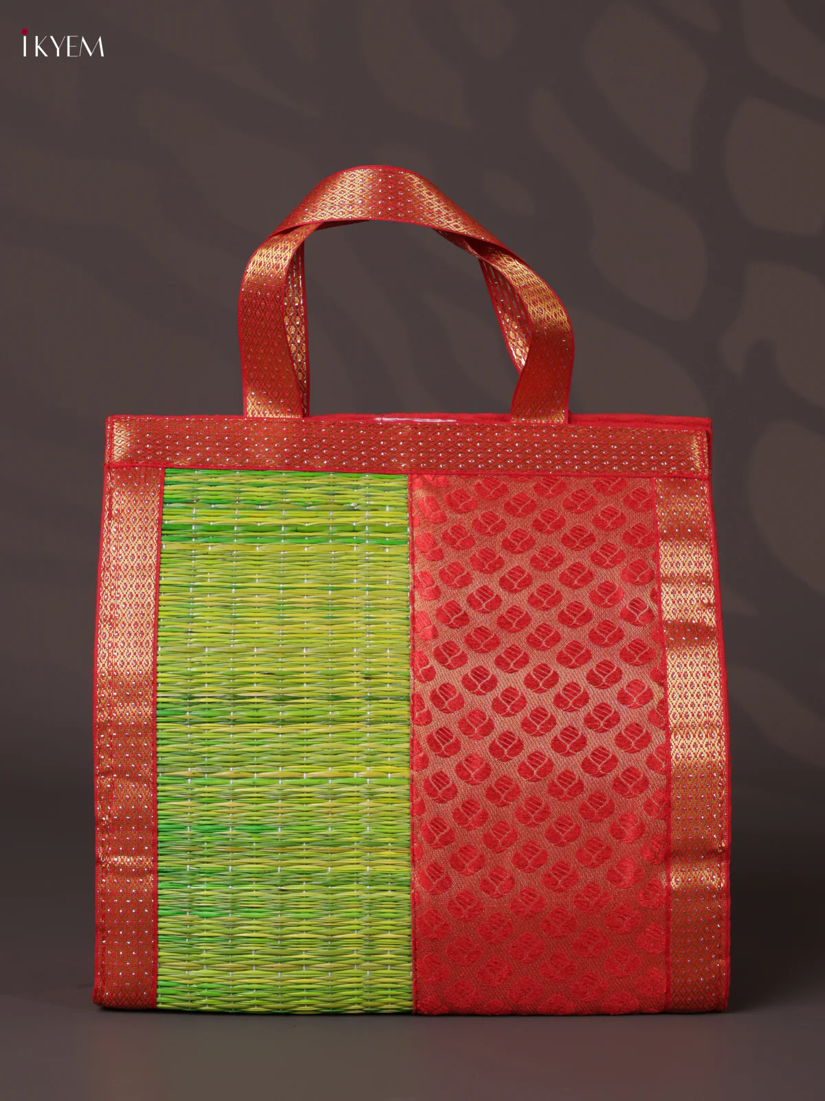Korai Handbag - Raw Silk - Green & Red - (10X10) - KEA2843