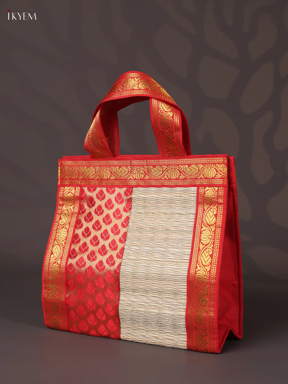Korai Handbag - Raw Silk - Cream & Red - (10X10) - KEA2845 - Image 3