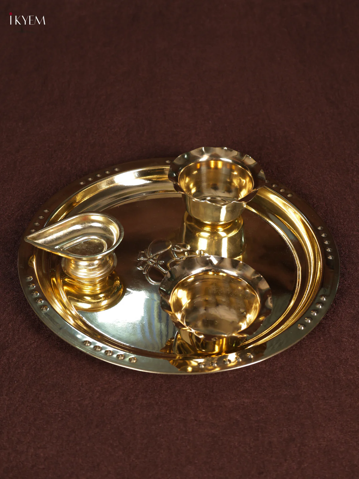 Brass Pooja Thali Set - 11x11 Big - Image 4