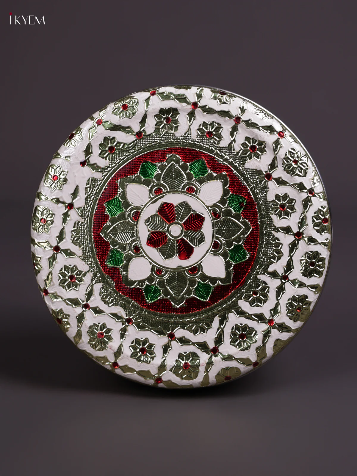 Meenakari Steel Box - White- 6.5 inch - KEA3011 - Image 3