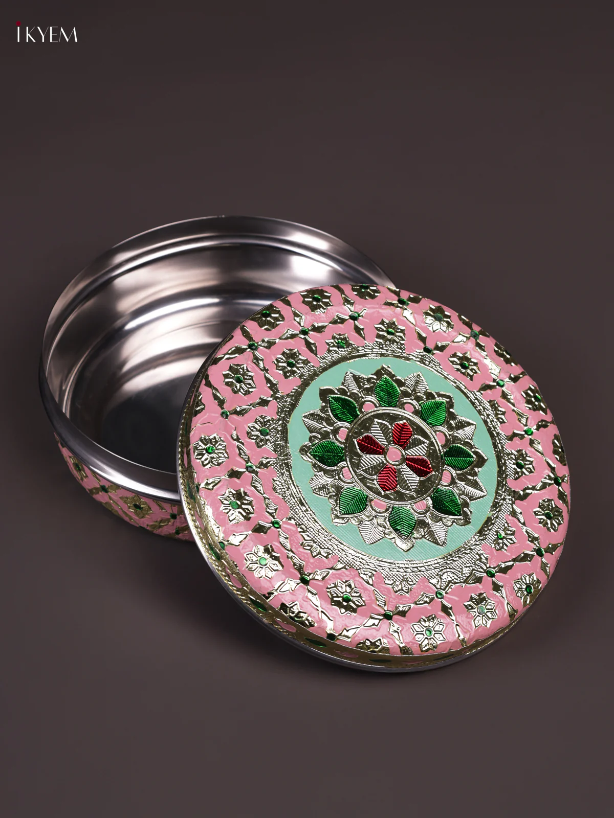 Meenakari Steel Box - Pink - 6.5 inch - KEA3015 - Image 2