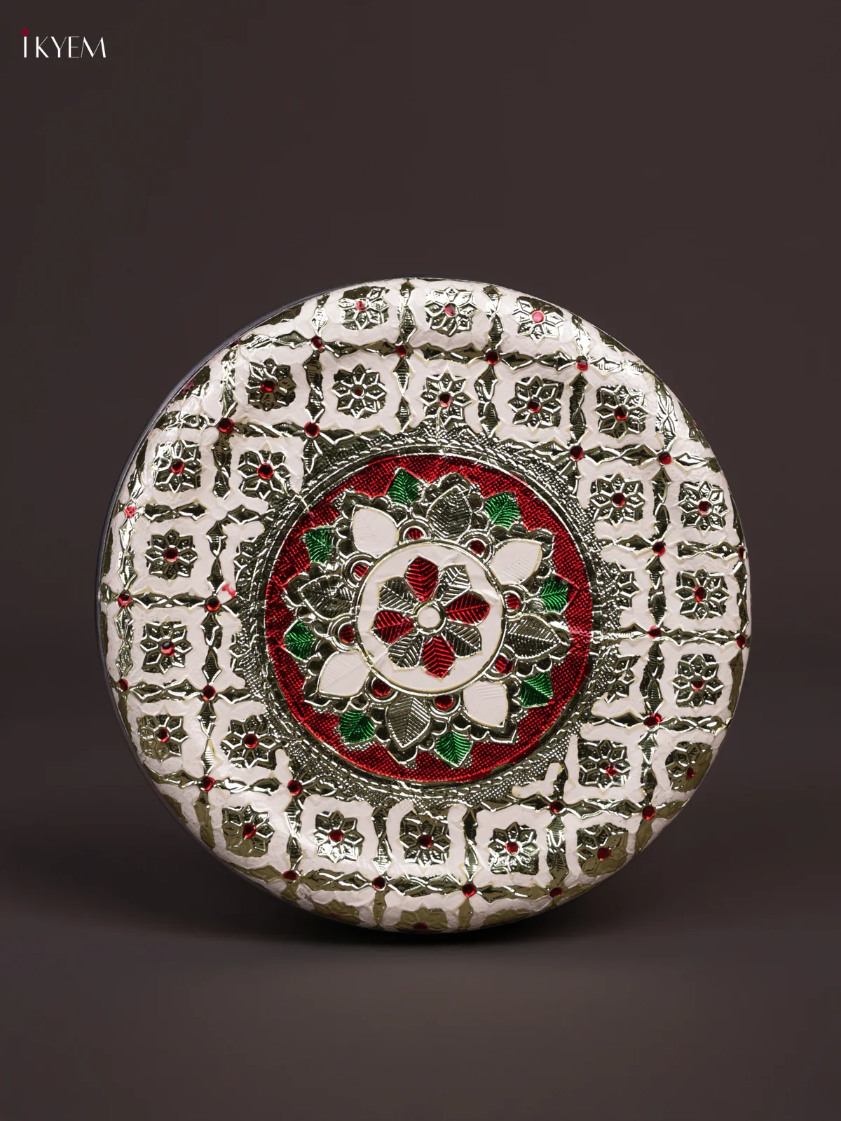 Meenakari Steel Box - White - 7 inch - KEA3016 - Image 3
