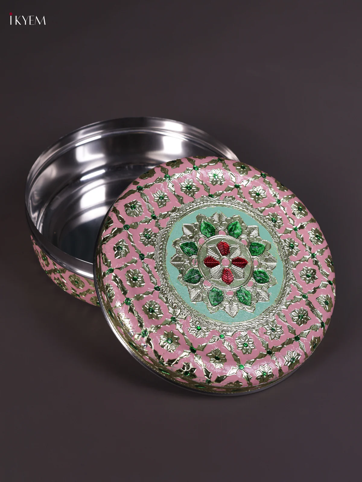Meenakari Steel Box - Pink - 7 inch - KEA3017 - Image 2