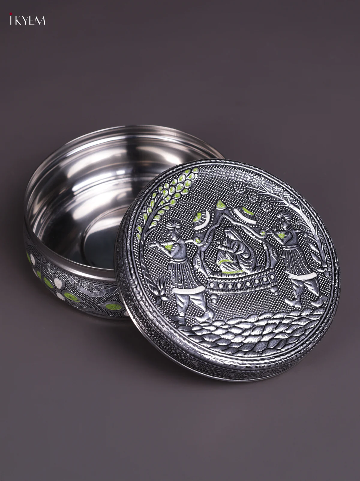 Meenakari Steel Box Pallaku - Design - (6×6) - KEA3029 - Image 2