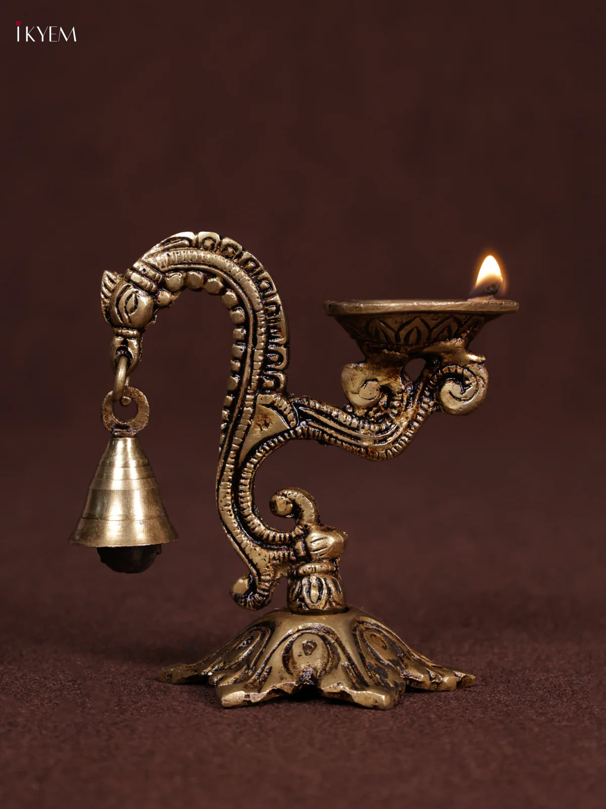 Brass Peacock Diya with Bell - KEA3138