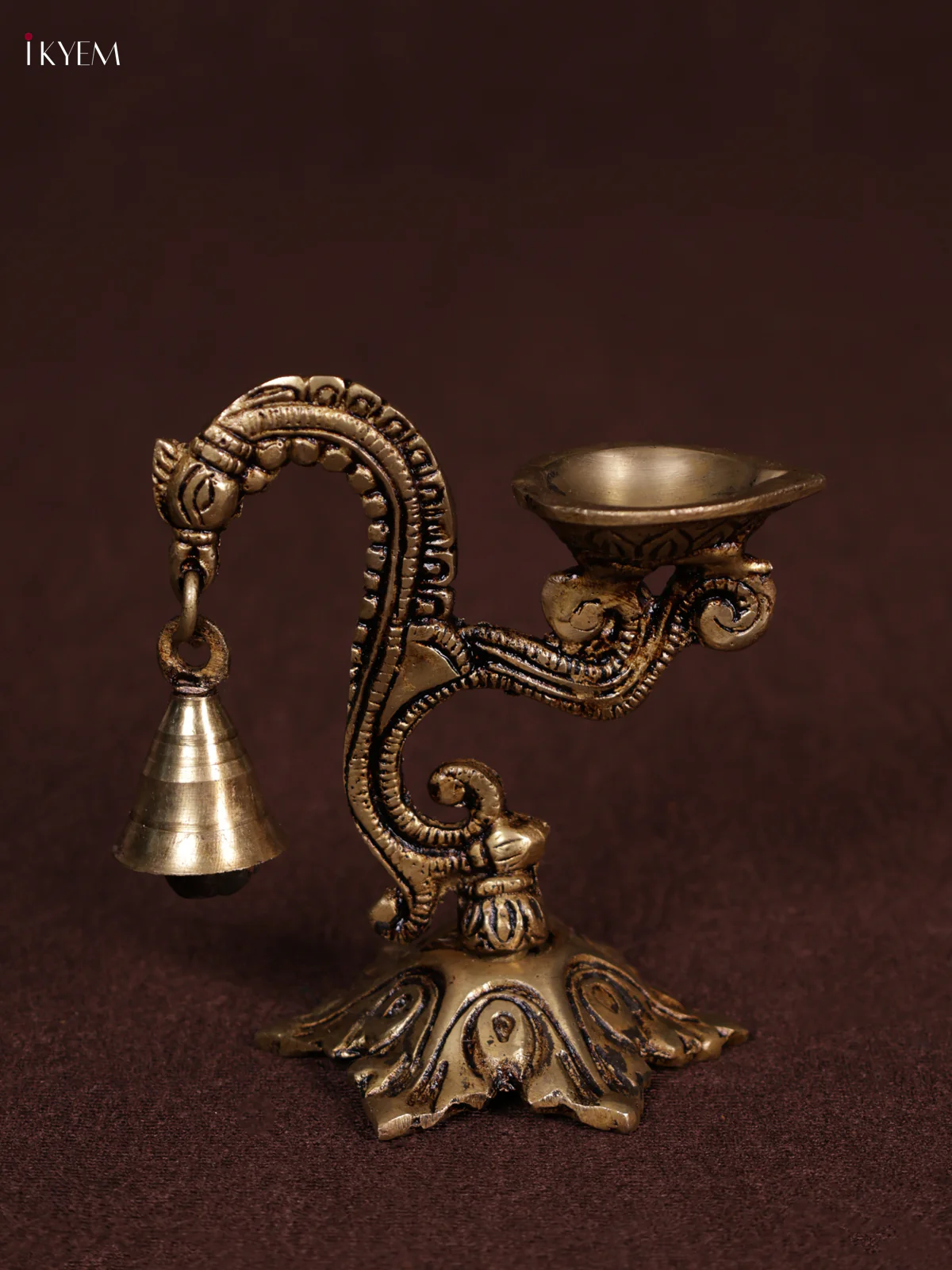 Brass Peacock Diya with Bell - KEA3138 - Image 4