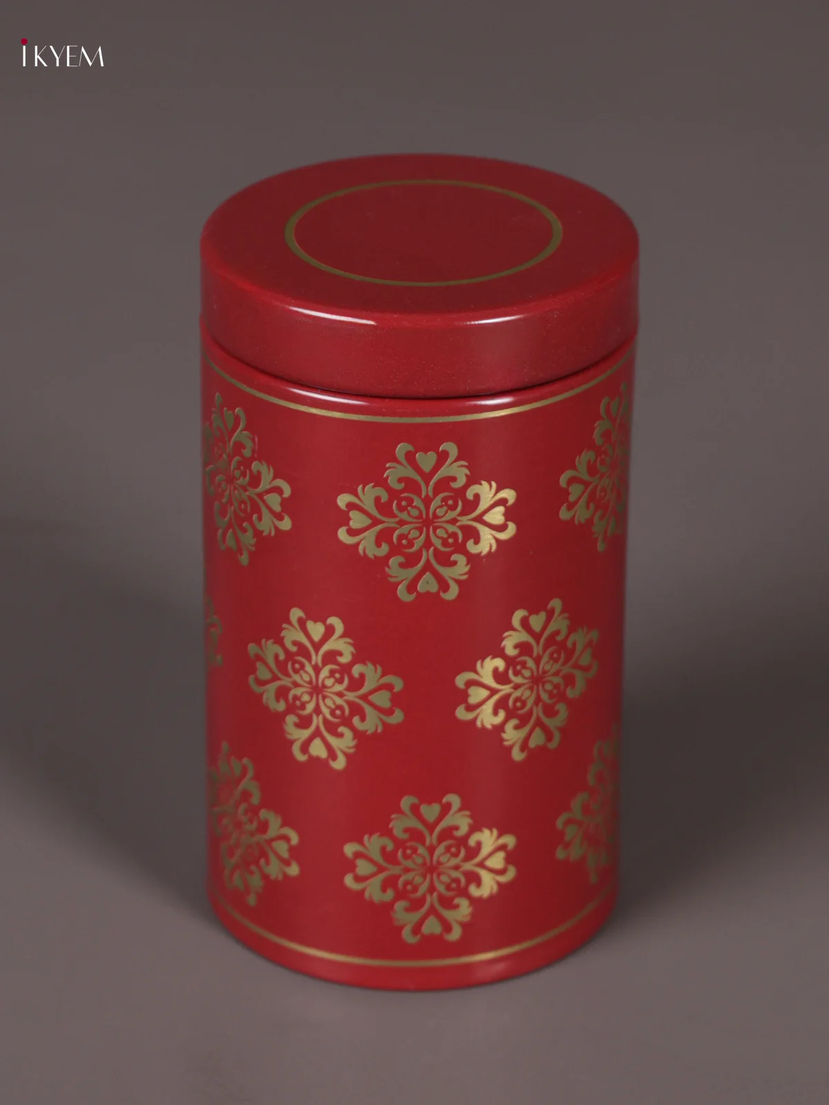 Digital Printed Dry Fruit Tin Jar Cylinder - Red 4.5 Inch