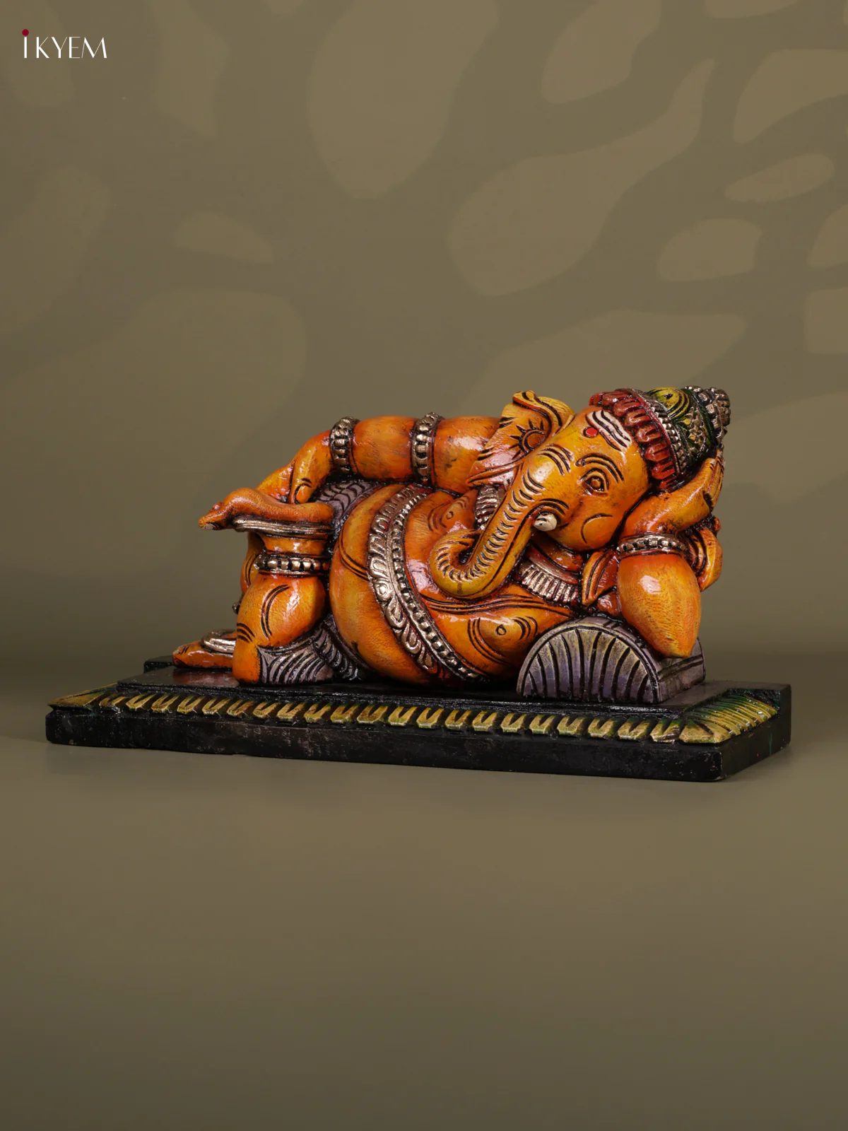Wooden Hand carved Painted - Sleeping Ganesha Statue - 22 inch - KEB0611 - Image 2