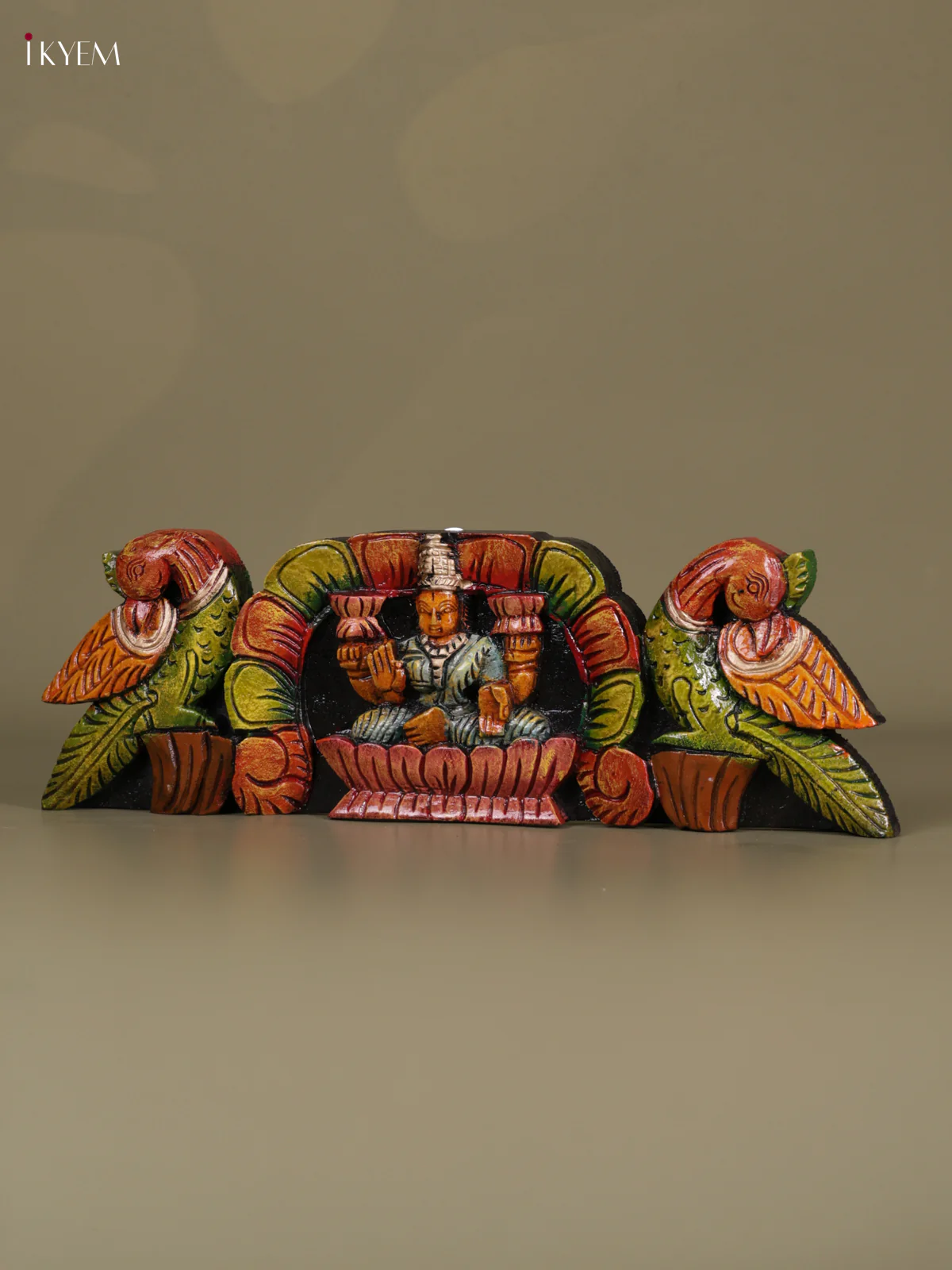 Wooden Hand carved Painted - Gaja Lakshmi Panel - KEB0629 - Image 5