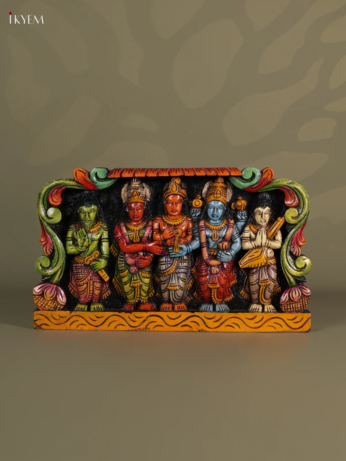 Wooden Hand Carved Painting - Srinivasa Kalyanam Panel - KEB0635
