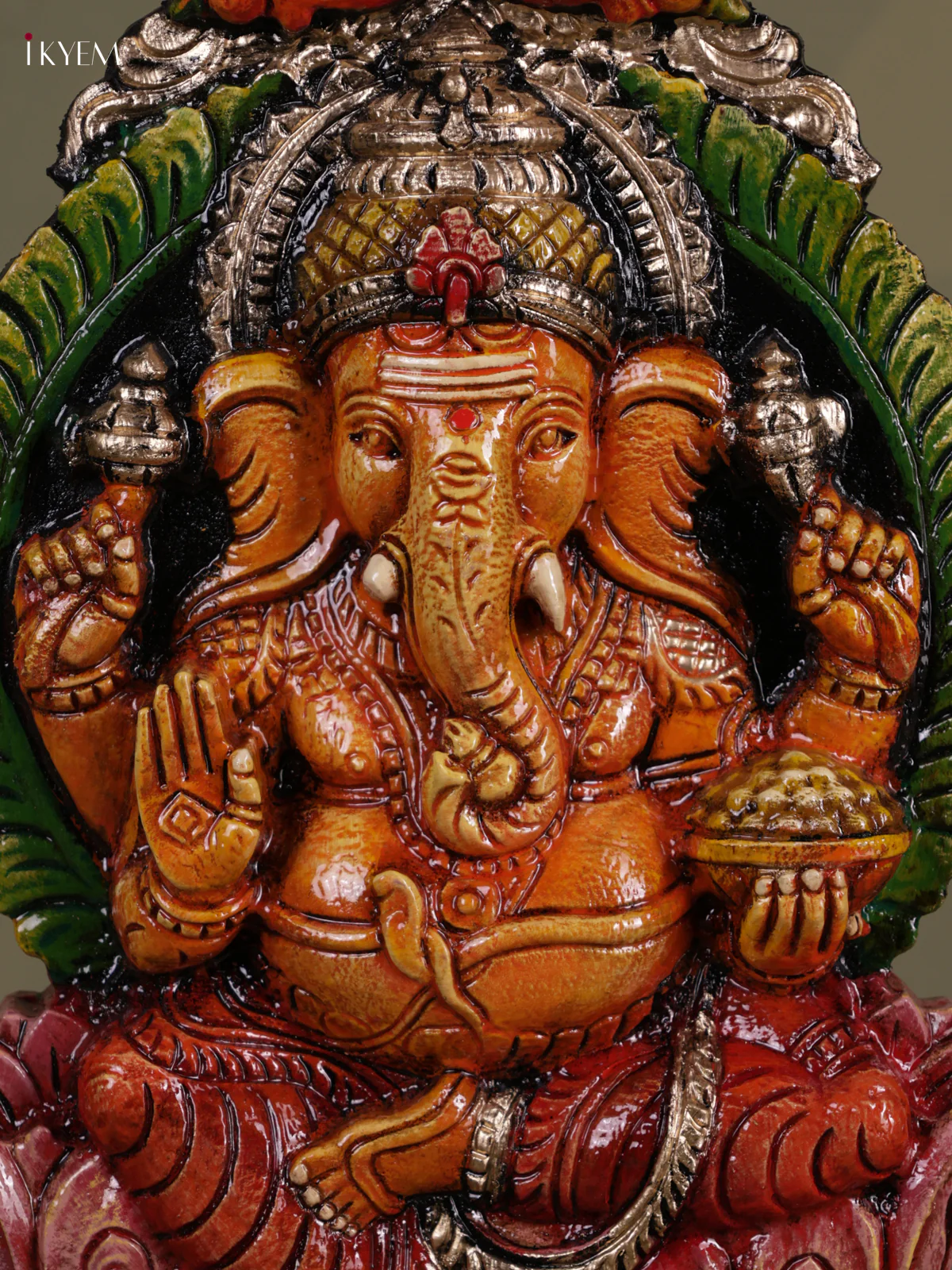 Wooden Hand Carved Painting - Ganesha Panel - KEB0637 - Image 3