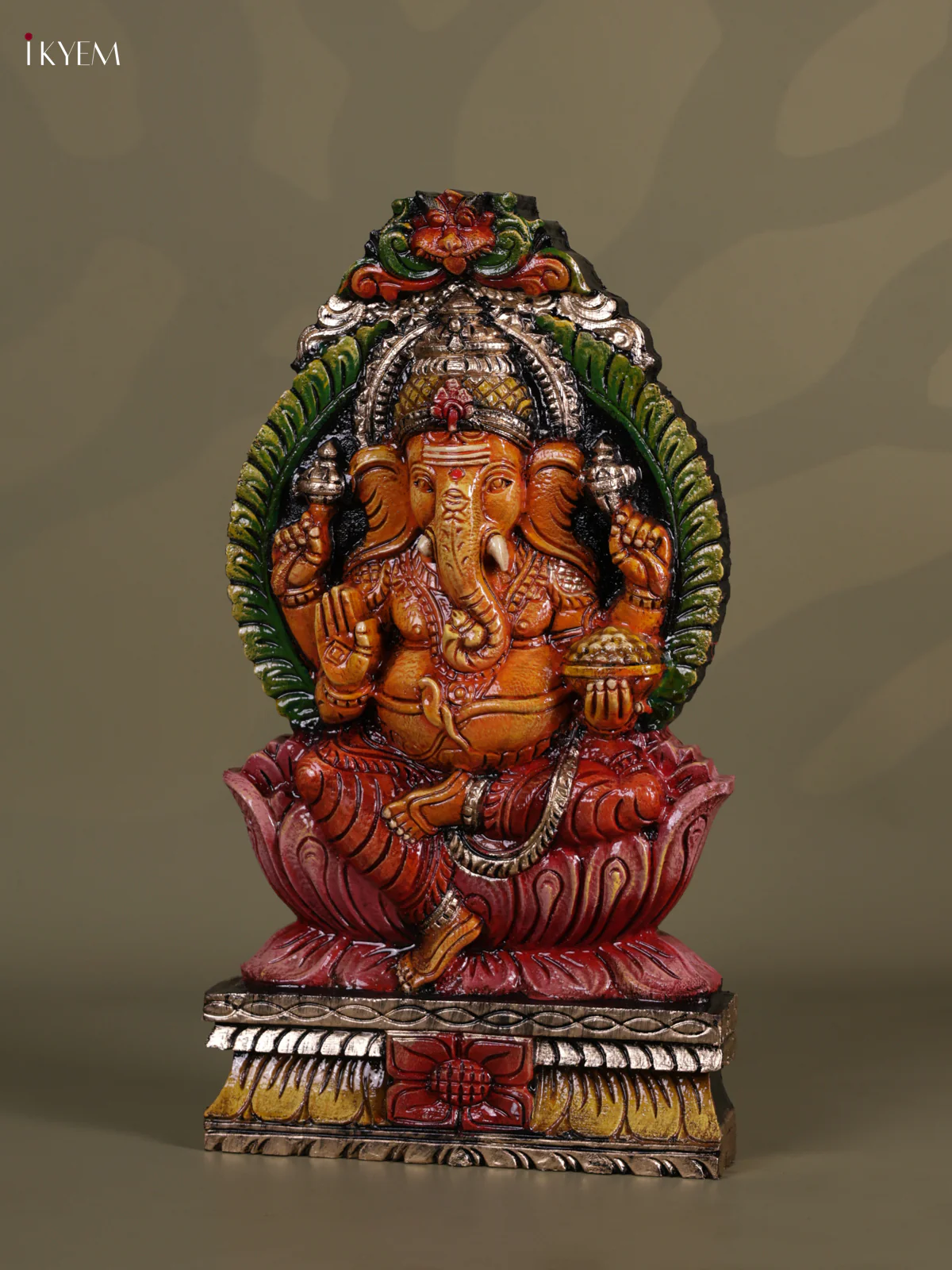 Wooden Hand Carved Painting - Ganesha Panel - KEB0637 - Image 4