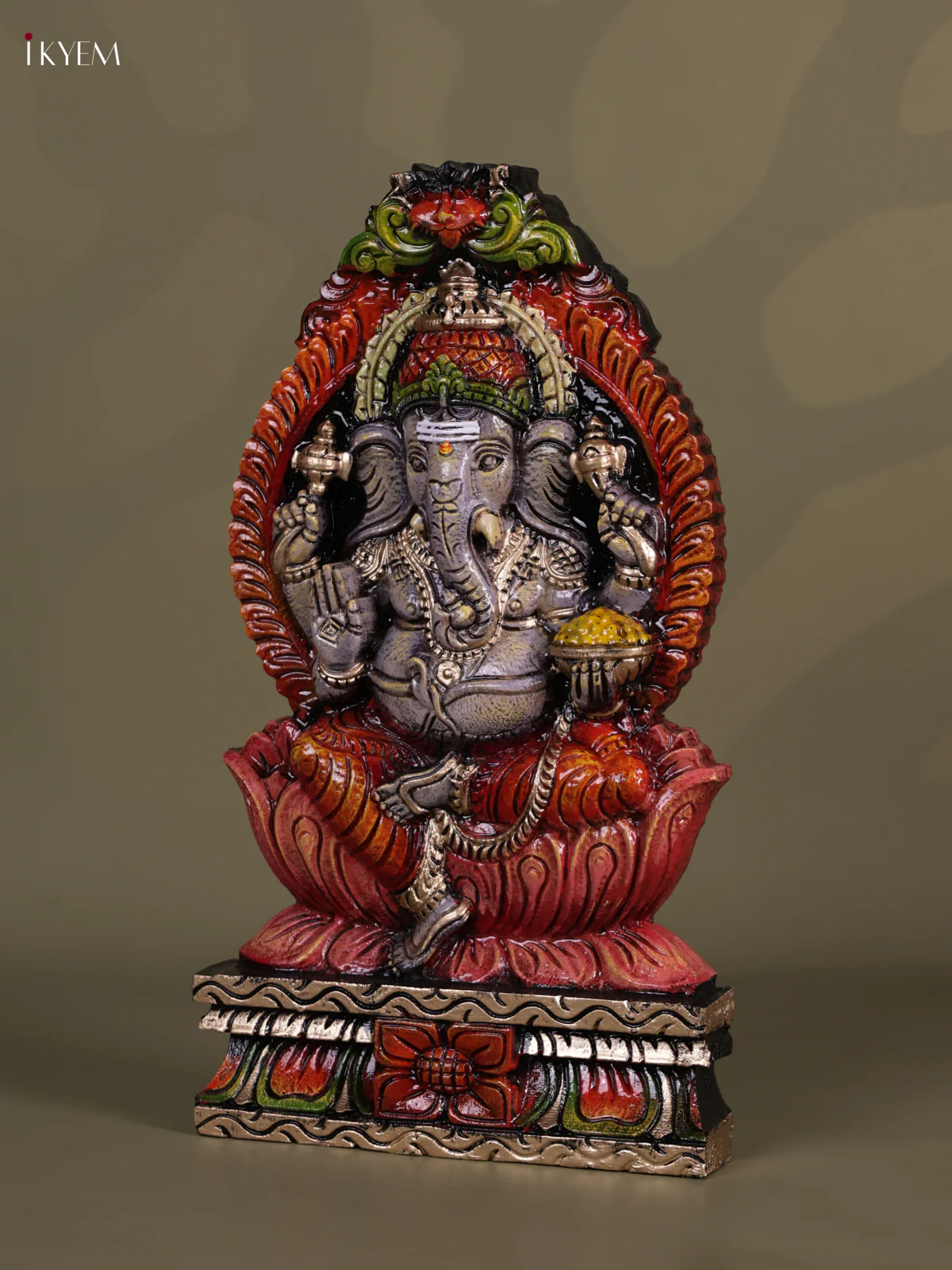 Wooden Hand Carved Painting - Ganesha Panel - KEB0638 - Image 2