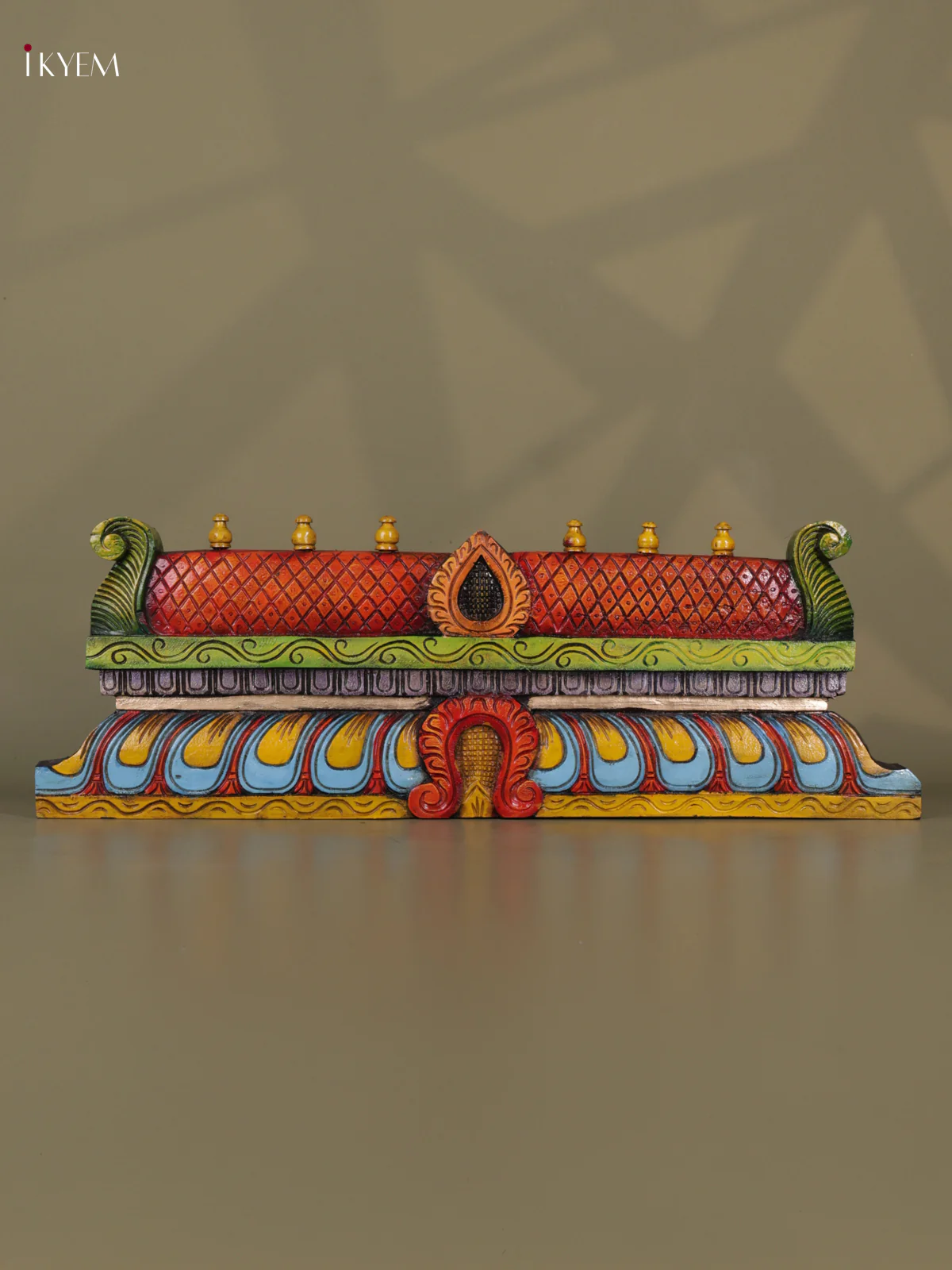 Wooden Hand Carved Painted - Gopuram Panel - (10x30) - KEB0704