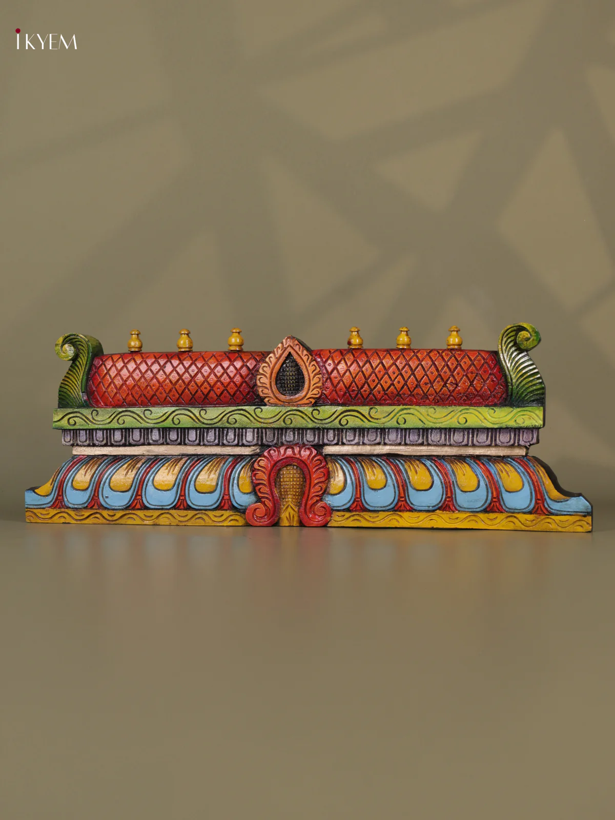 Wooden Hand Carved Painted - Gopuram Panel - (10x30) - KEB0704 - Image 2