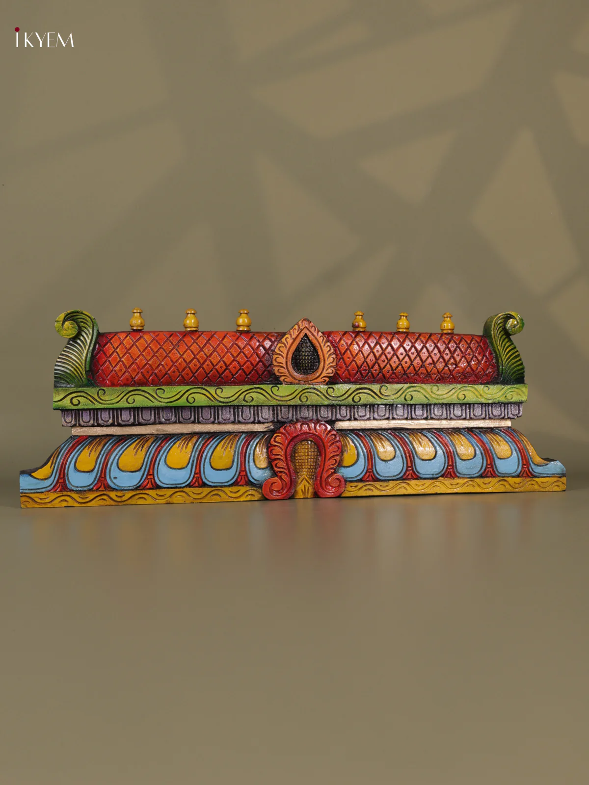 Wooden Hand Carved Painted - Gopuram Panel - (10x30) - KEB0704 - Image 3