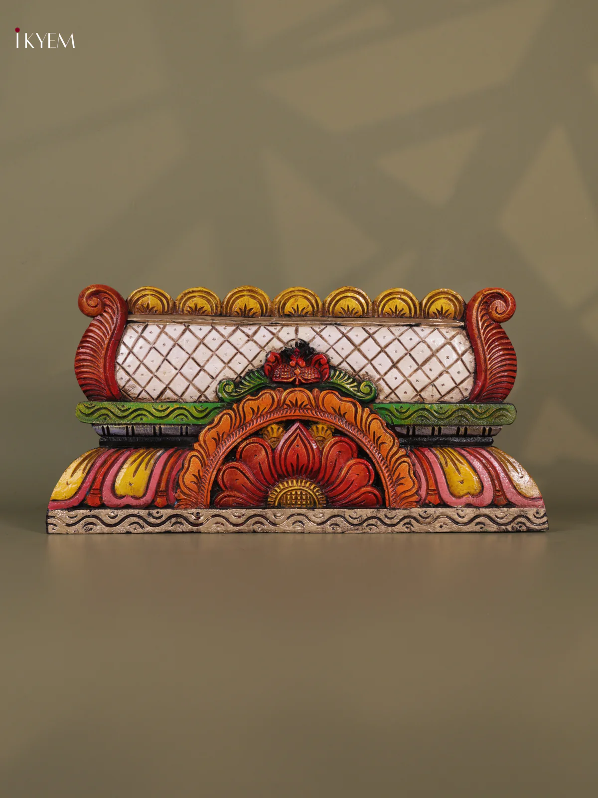 Wooden Hand Carved Painted - Gopuram Panel - (12x24) - KEB0709
