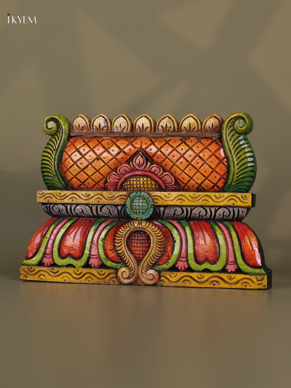 Wooden Hand carved Painted - Gopuram panel - (12x18) - KEB0714 - Image 3
