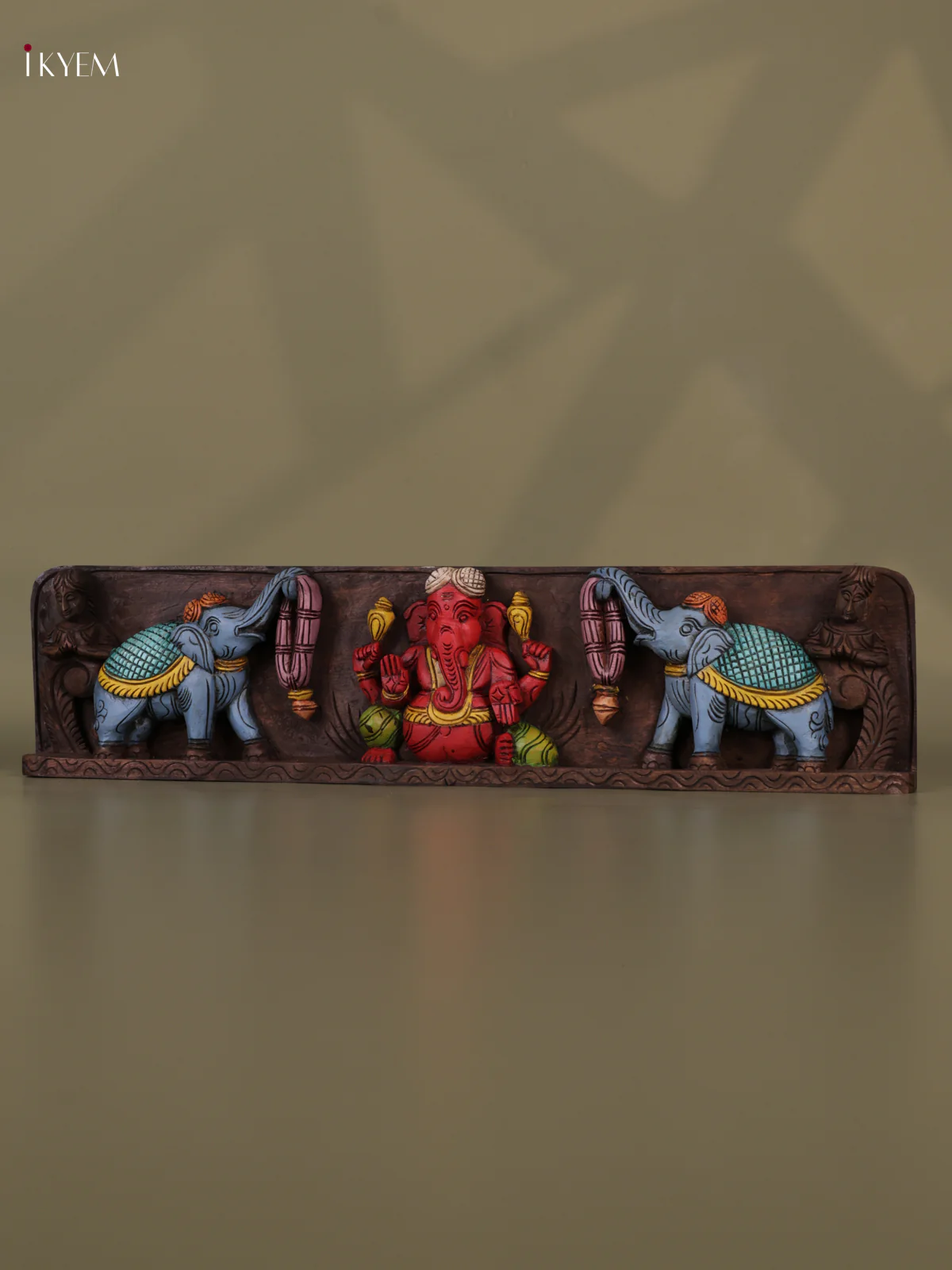 Wooden Hand Carved painted - Ganesha panel - (6x26) - KEB0716 - Image 5