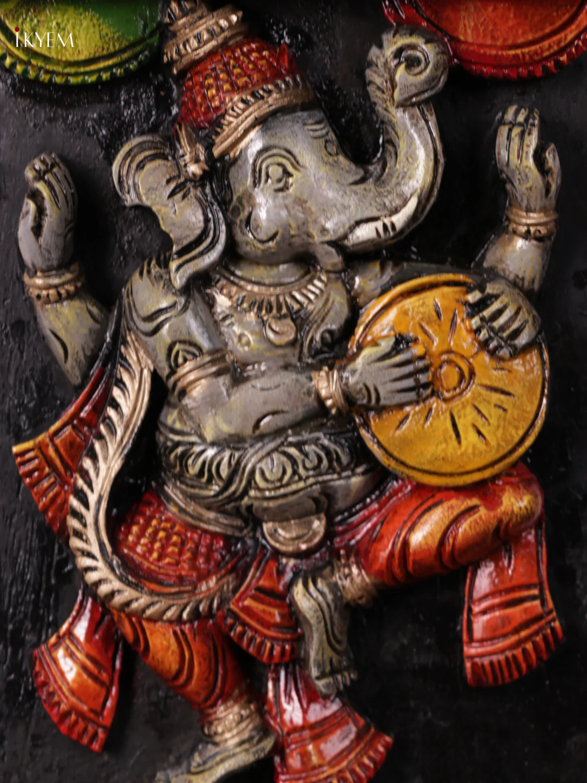 Wooden Hand Carved Painted - Ganesha Wall panel - Set OF - 2 - (36x8) - KEB0733 - Image 4