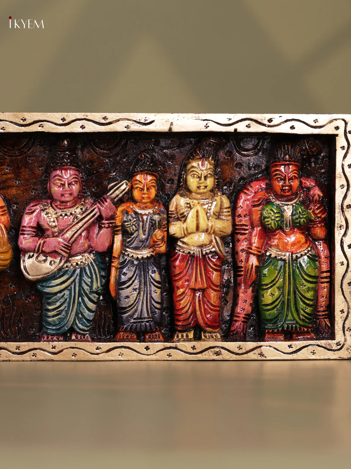 Wooden Hand carved Painted - Alwar Panel - (8x42) - KEB0734 - Image 4