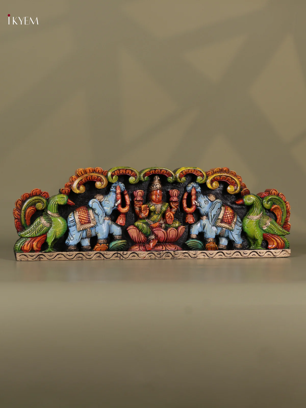 Wooden Hand Carved Painted - Gaja Lakshmi Panel - (8x24) - KEB0740 - Image 4