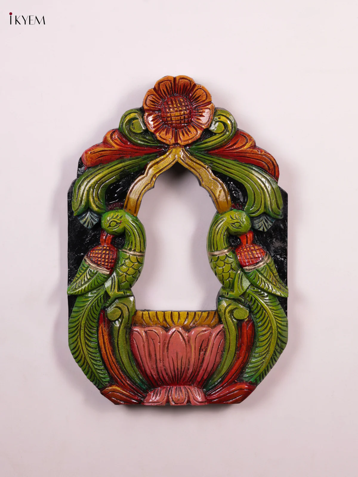 Wooden Hand Carved Painted - Parrot Mirror/Wall Frame - KEB0901