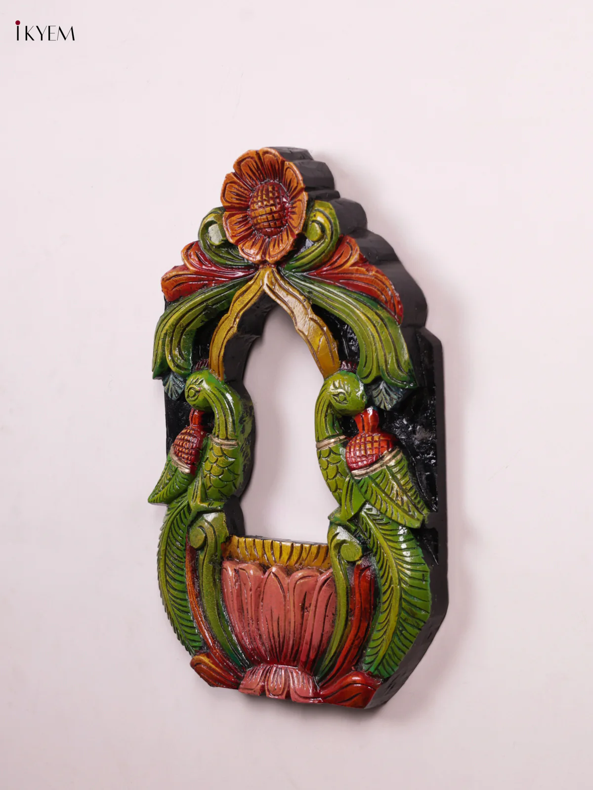 Wooden Hand Carved Painted - Parrot Mirror/Wall Frame - KEB0901 - Image 2
