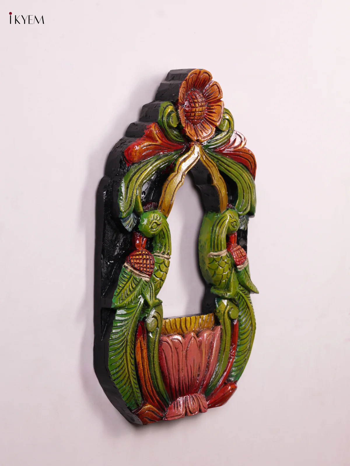 Wooden Hand Carved Painted - Parrot Mirror/Wall Frame - KEB0901 - Image 3