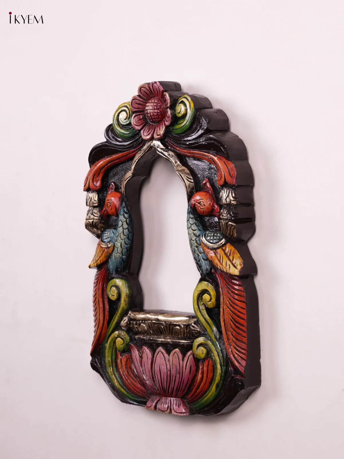 Wooden Hand Carved Painted - Parrot Mirror/Wall Frame - KEB0902 - Image 2