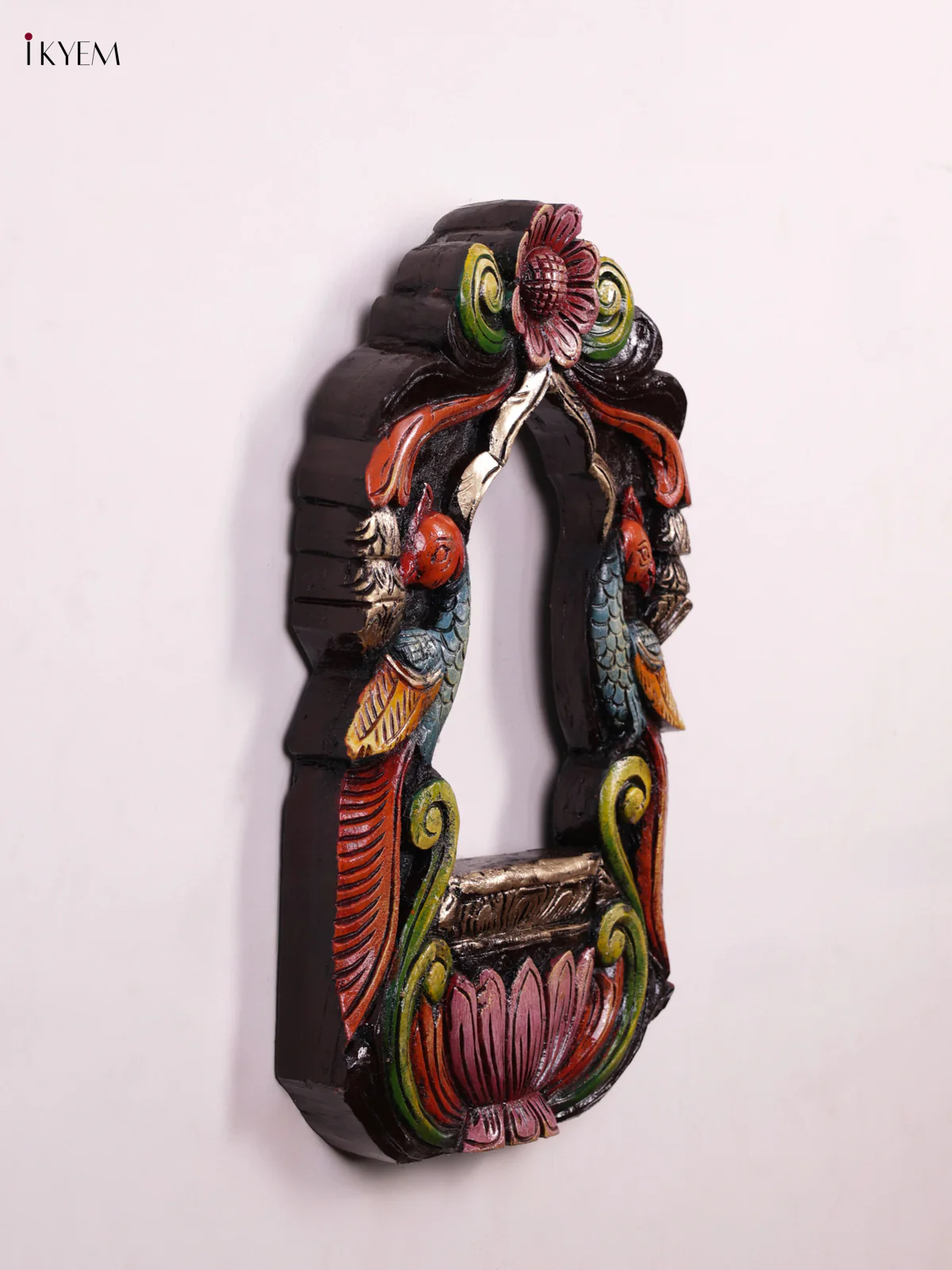 Wooden Hand Carved Painted - Parrot Mirror/Wall Frame - KEB0902 - Image 3